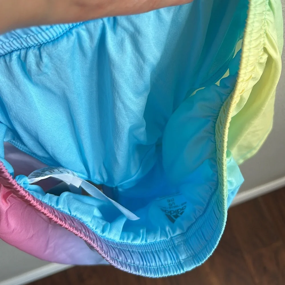 Adidas blue, pink, yellow and green Athletic Shorts GIRLS SIZE LARGE (14) - Picture 8 of 8